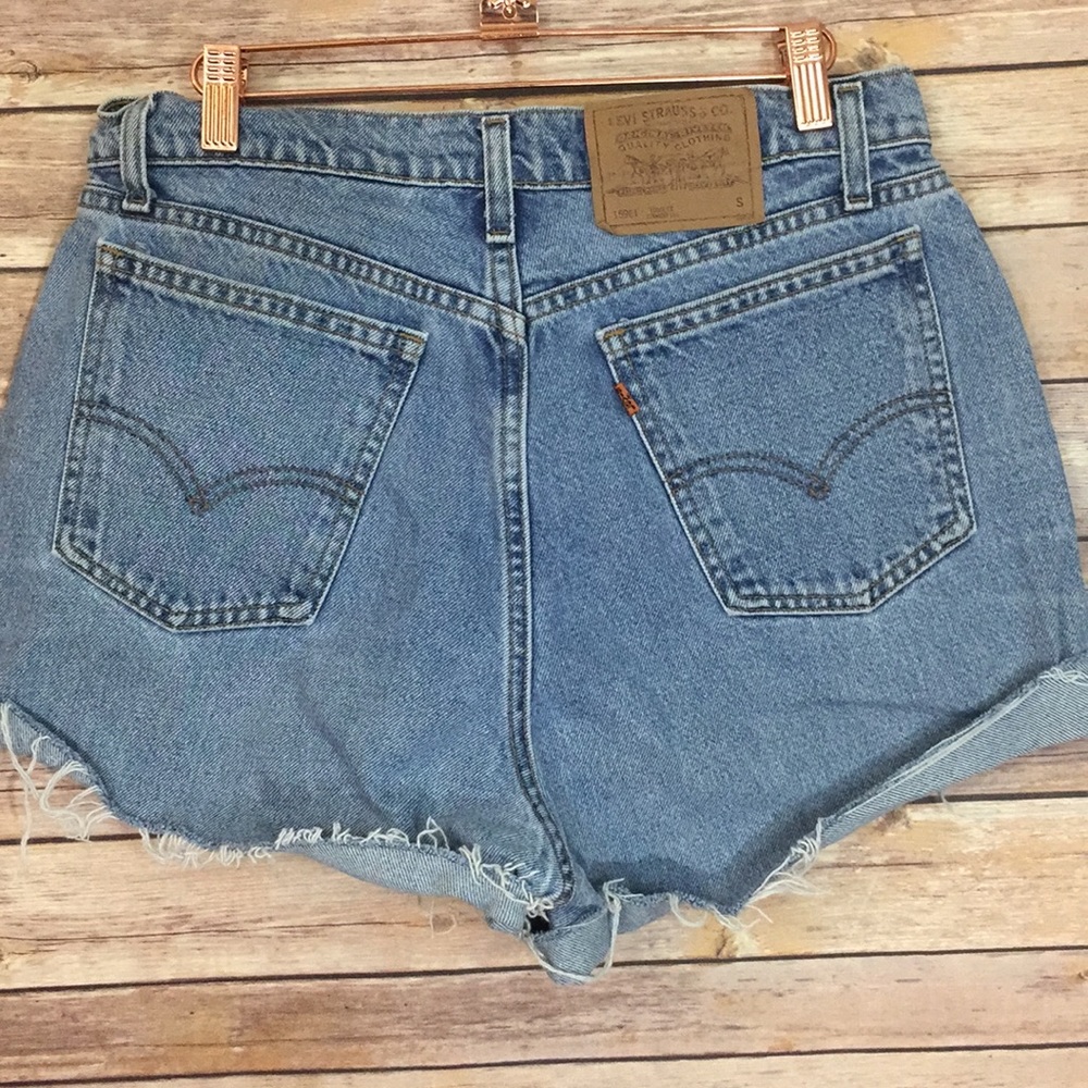 Vtg Levi’s orange tab sz 12 jean shorts frayed hem